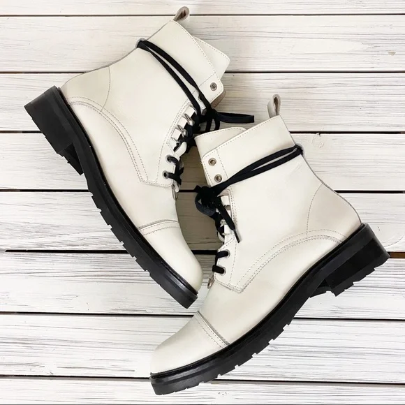 NEW All Saints Lira Hiker White Leather Boots 11 - Picture 4 of 16